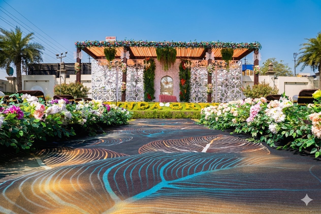 Vrinda Greens Marriage Garden — stage & mandap